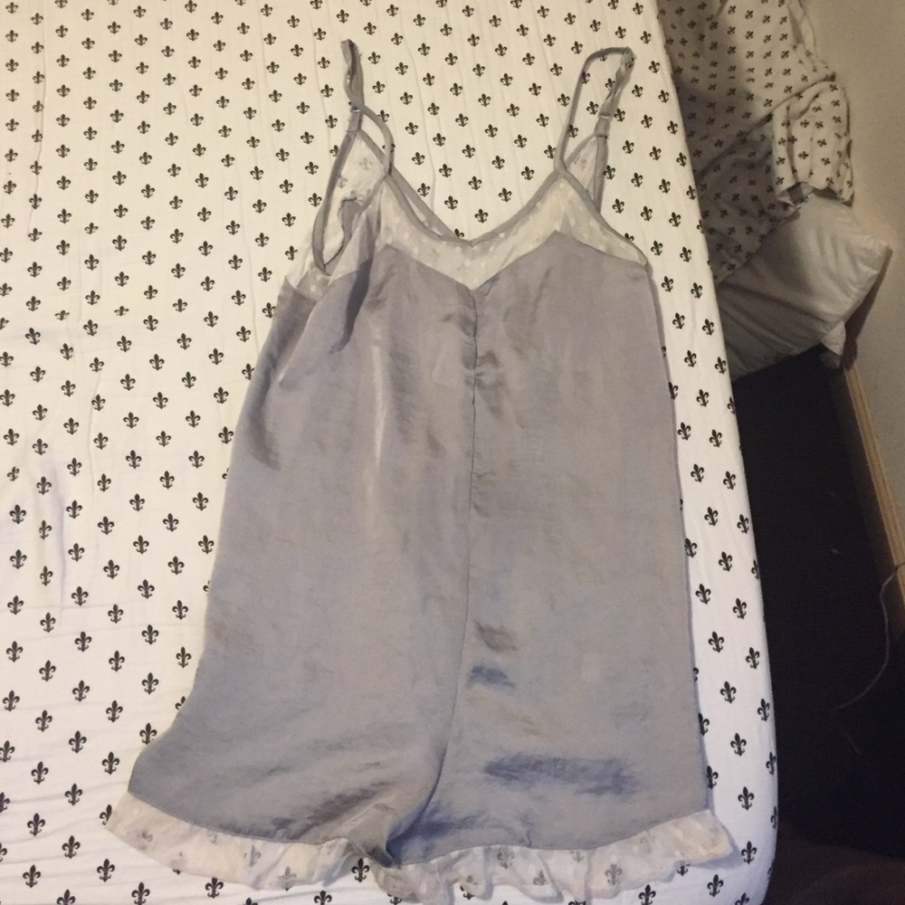 Urban outfitters satin gray romper