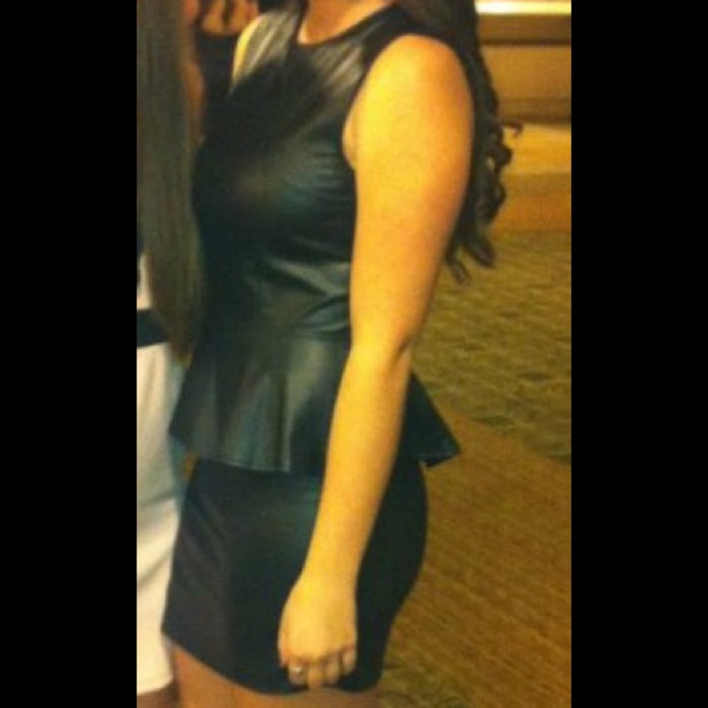 Sexy black pleather dress