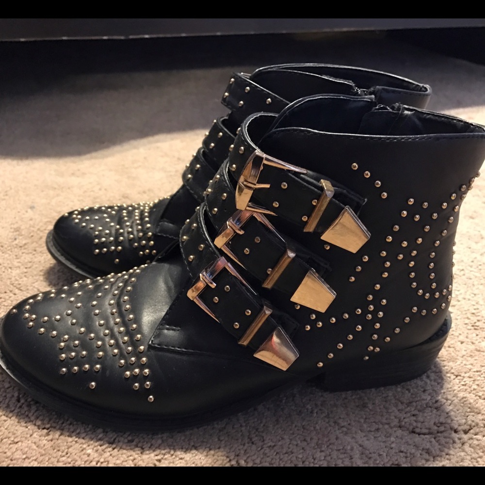 Black Studded Ankle Boots