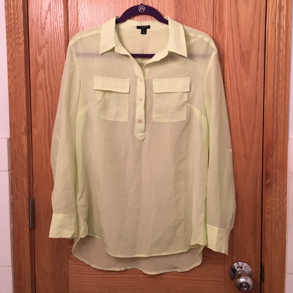 Sheer half-button blouse (100% silk)