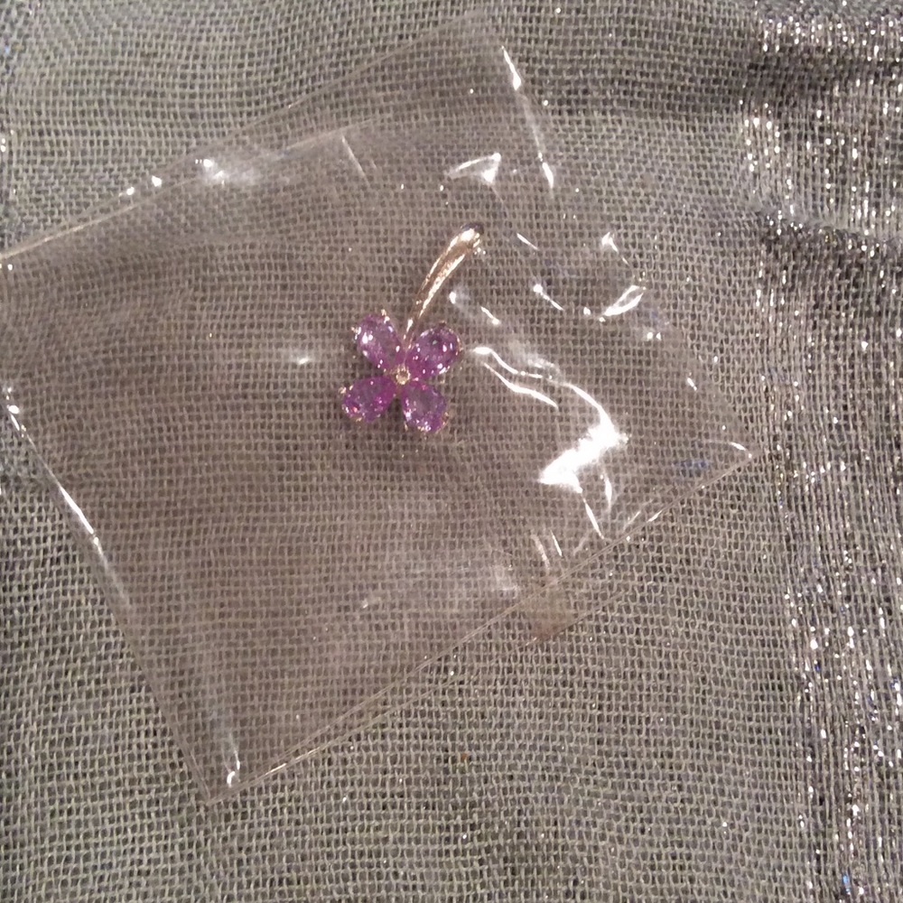 Silver/Purple Crystal Shamrock Pendant