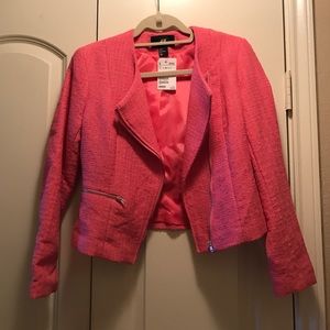 H&M hot pink crop jacket