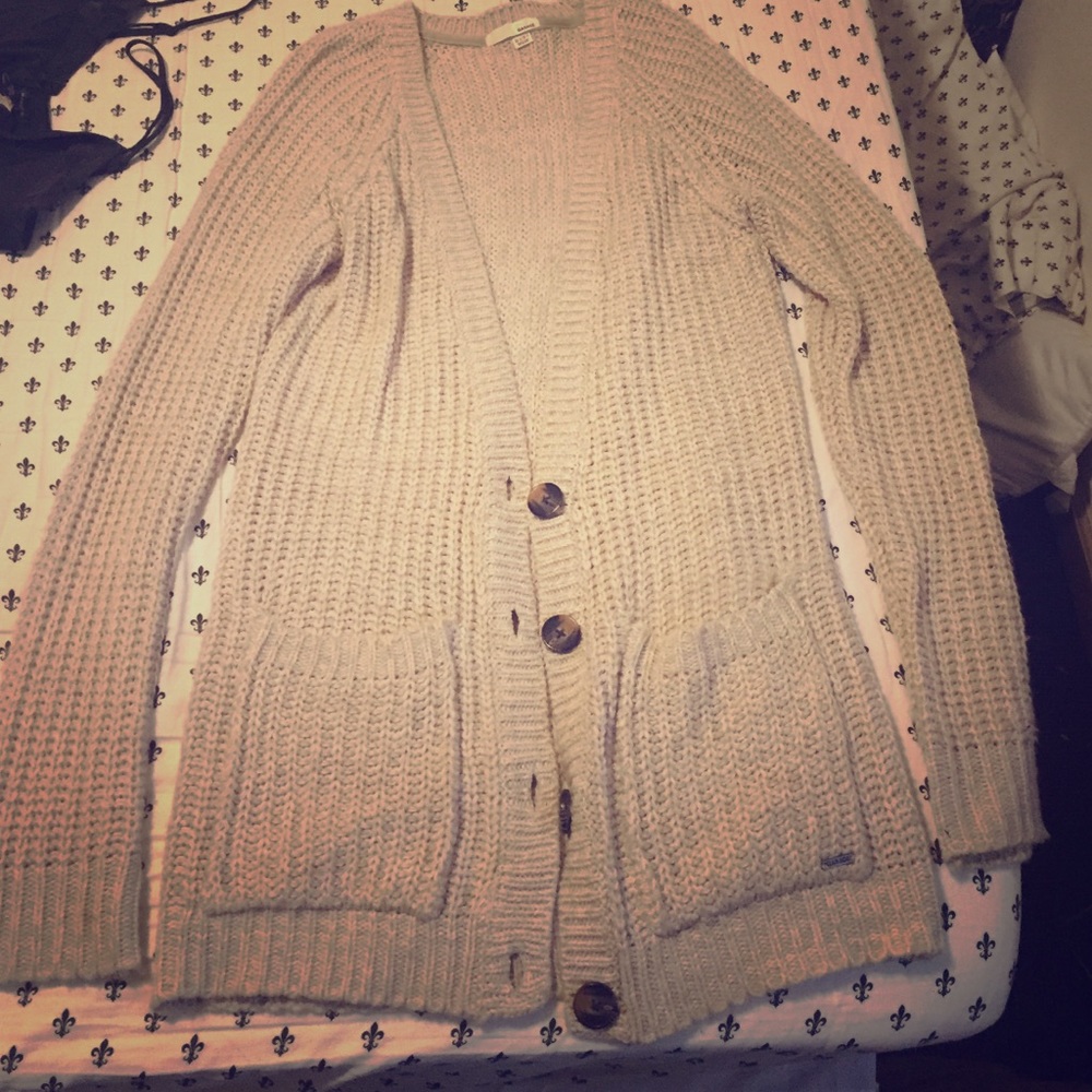 Long cream knitted cardigan