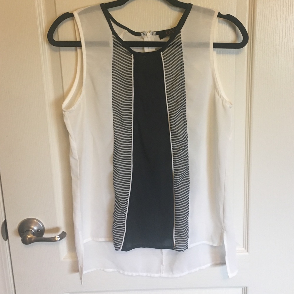 Black and white detailed blouse