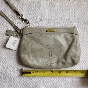 Coach light grey wristlet