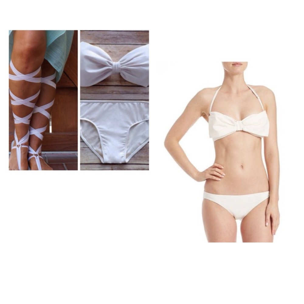 Bow Swimsuit with gladiator flip flops