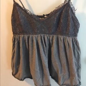 Grey lace tank top