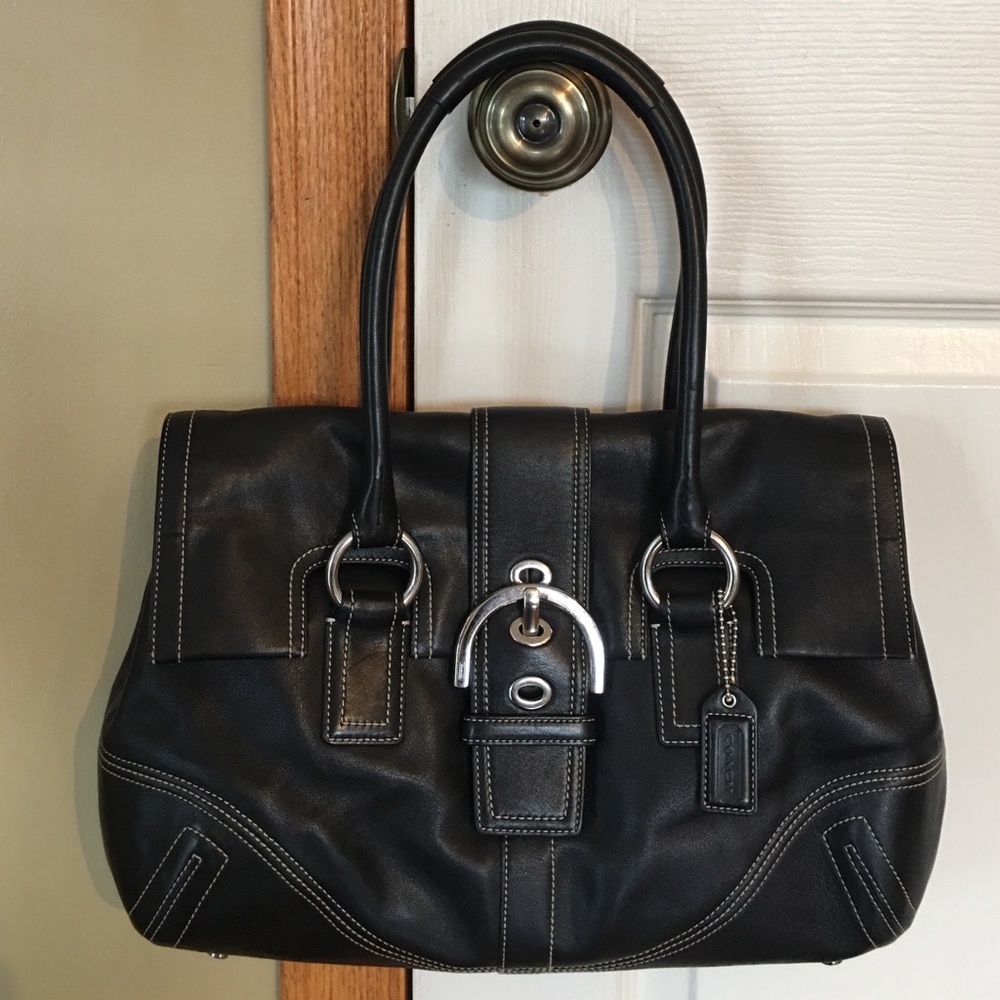 Authentic Coach Black Leather Handbag