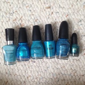 Blue, Purple, Green Nail polish