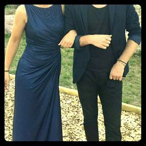 Floor length navy dress