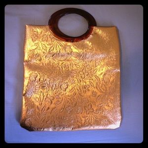 1960s retro Copper/ Rose Gold Lamé Vintage Handbag