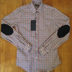 Zara Man Oxford Slim Fit Shirt w/Elbow Patches
