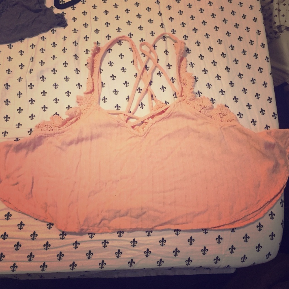 Peach summer crop top