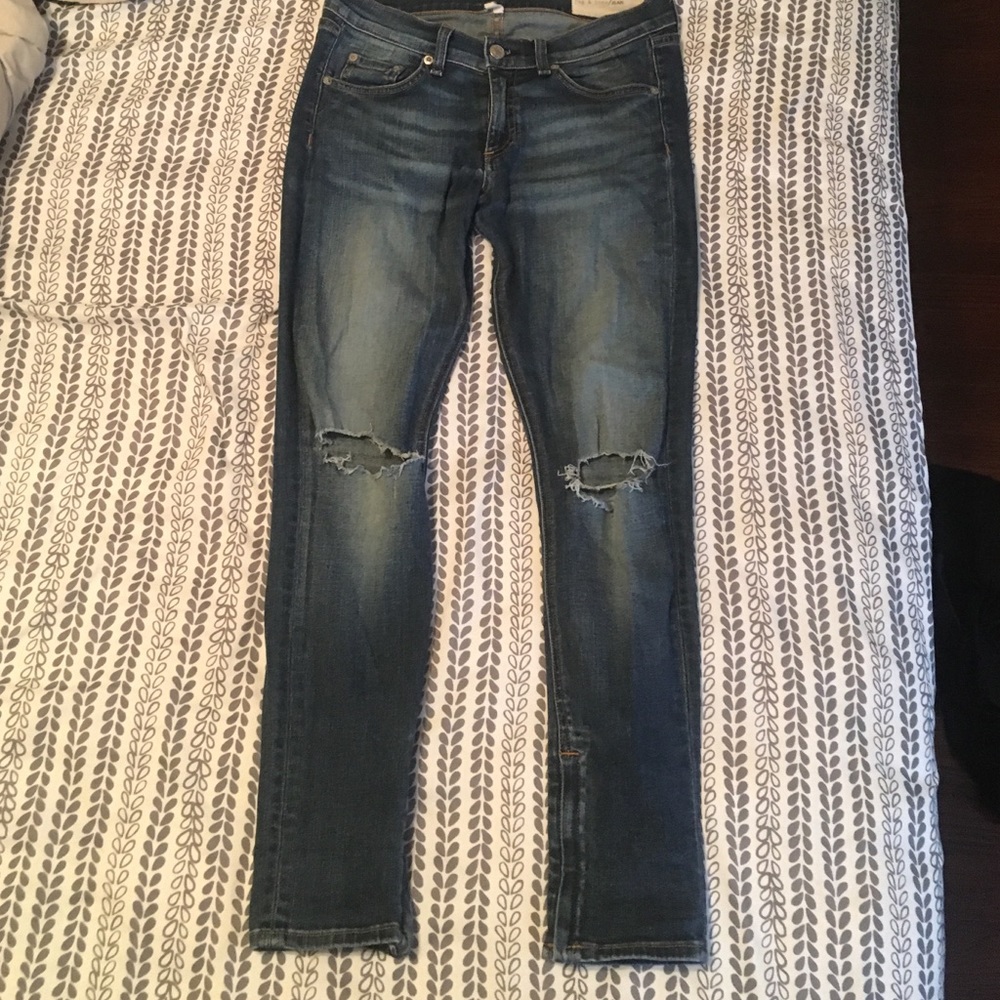 Rag and Bone distressed zipper skinny jeans