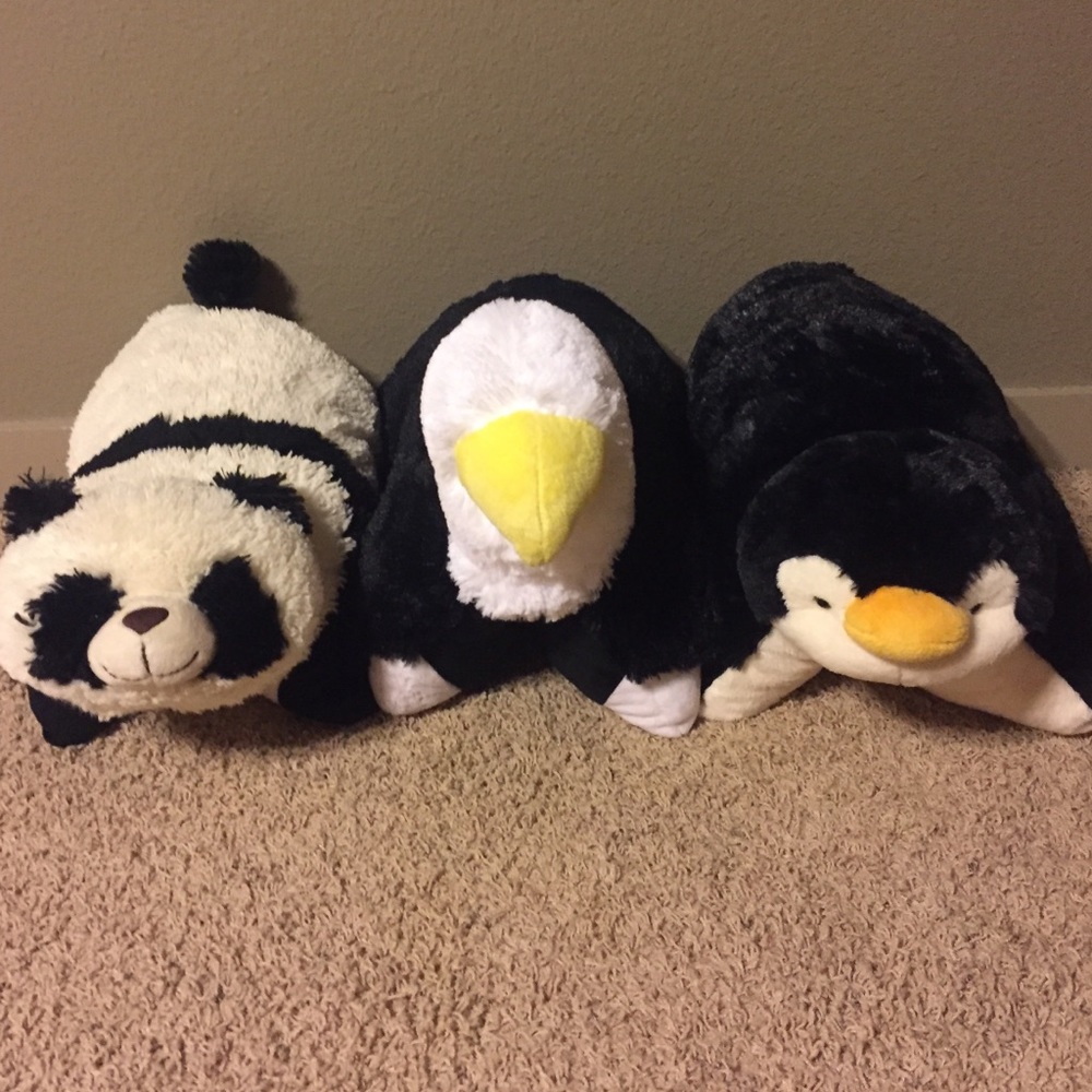 Eagle, Panda, and Penguin Pillow Pets