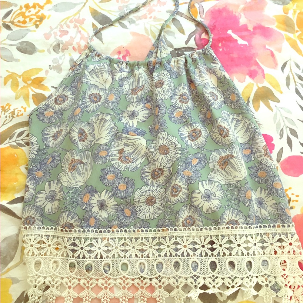 Cute boho flower print crop top- 100% Polyester