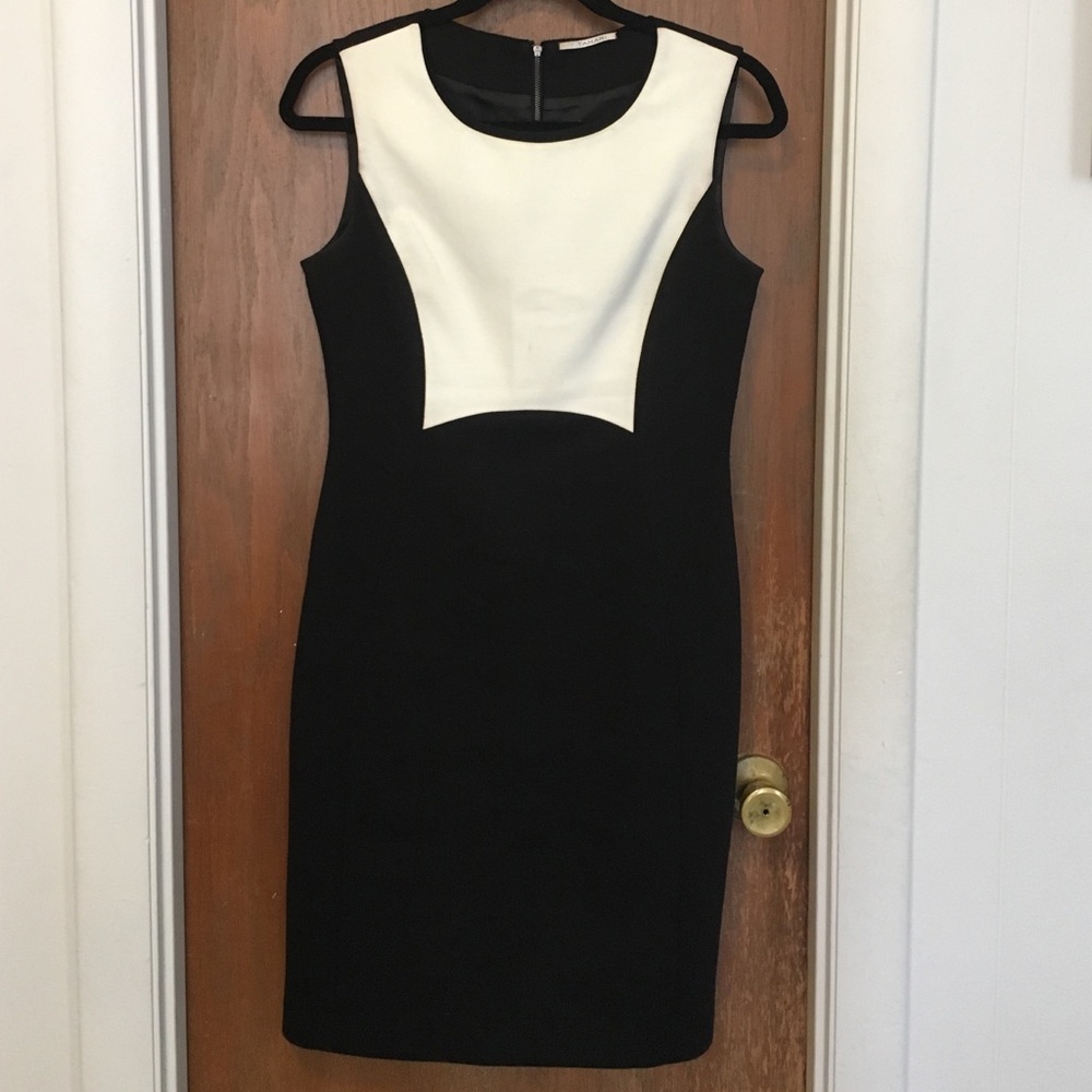 T Tahari black and white work dress
