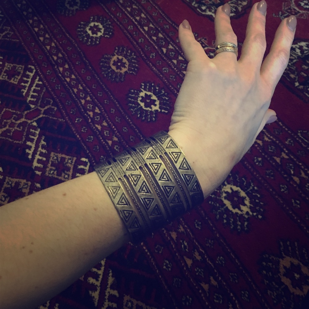 SALE!! Triangle print bronze/metal cuff bracelet
