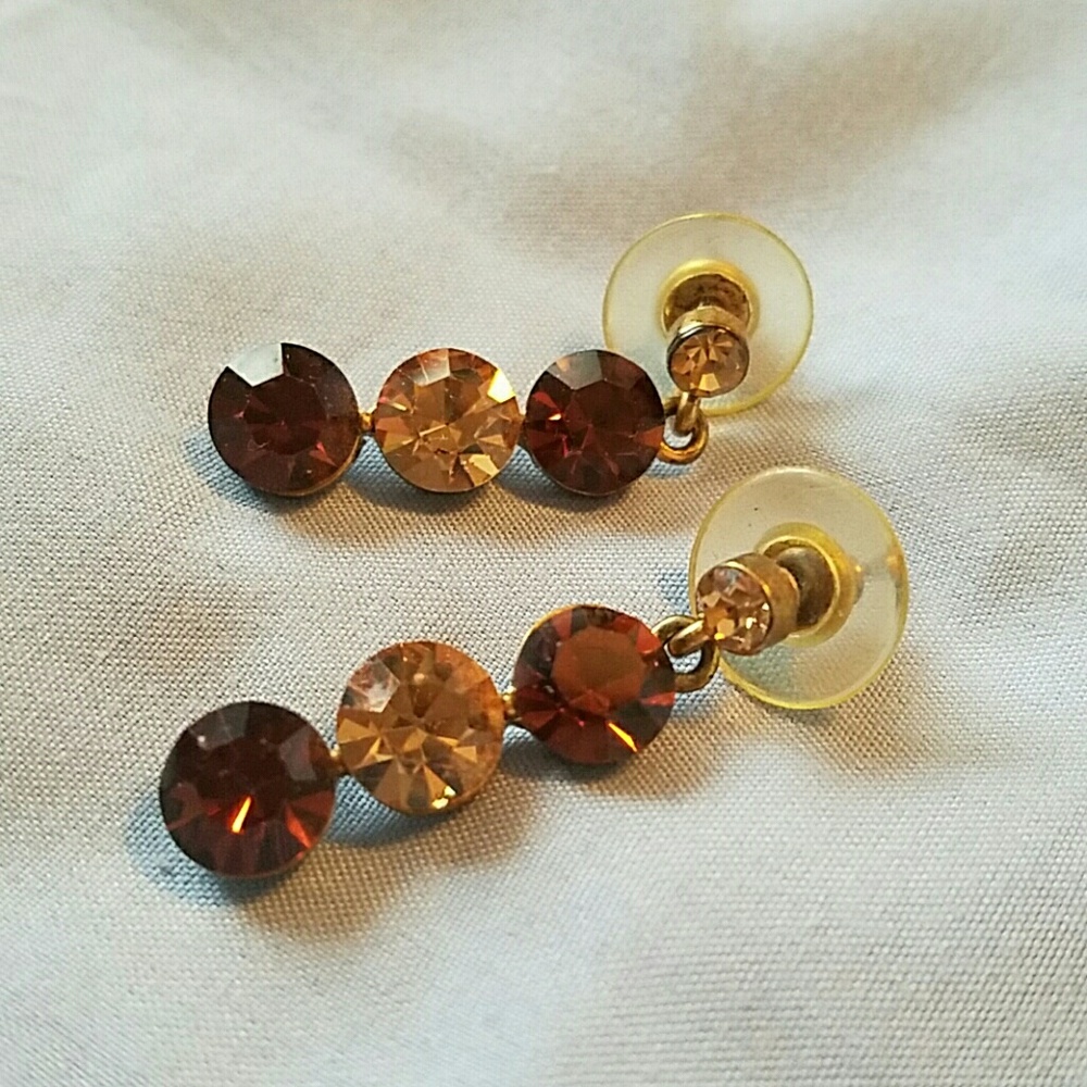 Gold & Brown Costume Earrings