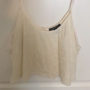 Cutout shoulder lace crop top