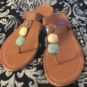 Super cute embellished t-strap sandals!