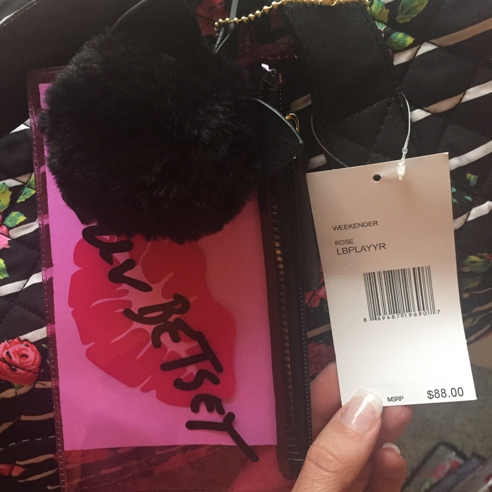 Betsey Johnson Floral Rose Weekender & Pom - Picture 4 of 6