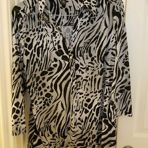 Zebra print blouse, faux button down