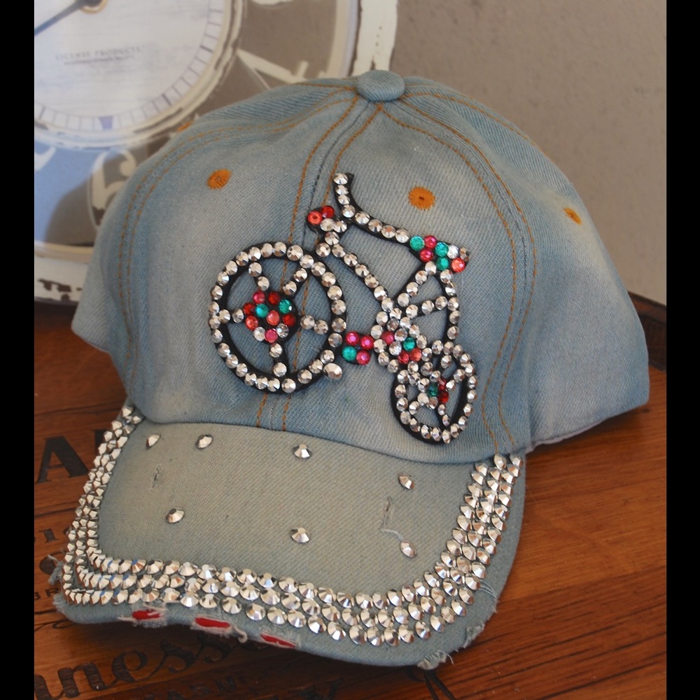 Light Denim Love to Cycle Denim Distressed Cap