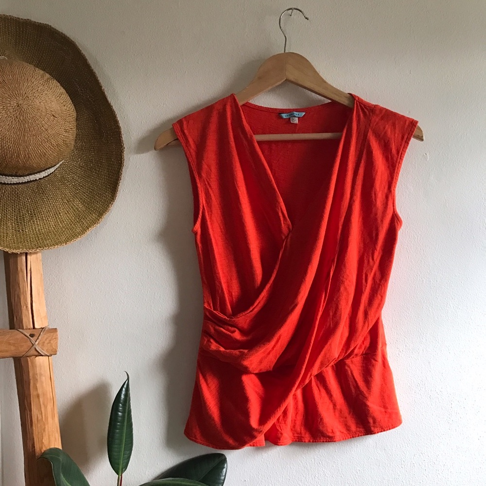 Anthro swoop sleeveless orange top
