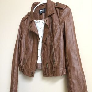 Mini brown motorcycle jacket by Danish brand: ONLY