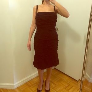 Black silk layered cocktail dress size 6