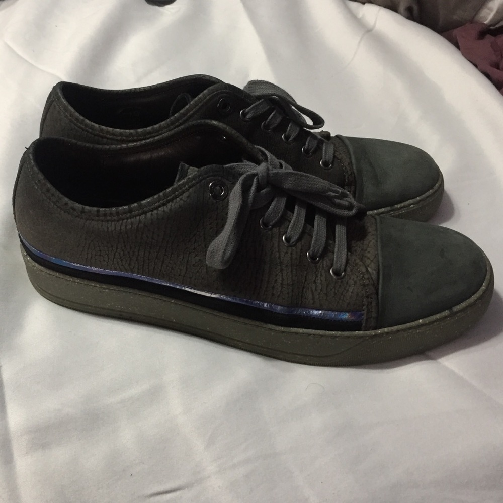 Lanvin Paris Cracked Patent Leather LowTop Sneaker