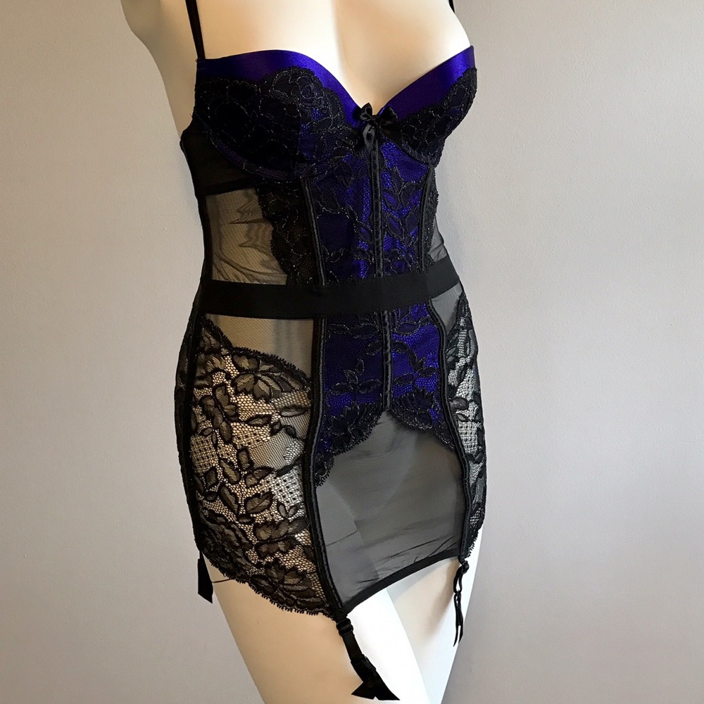 Violet Purple and Black Shimmer Lace Bustier
