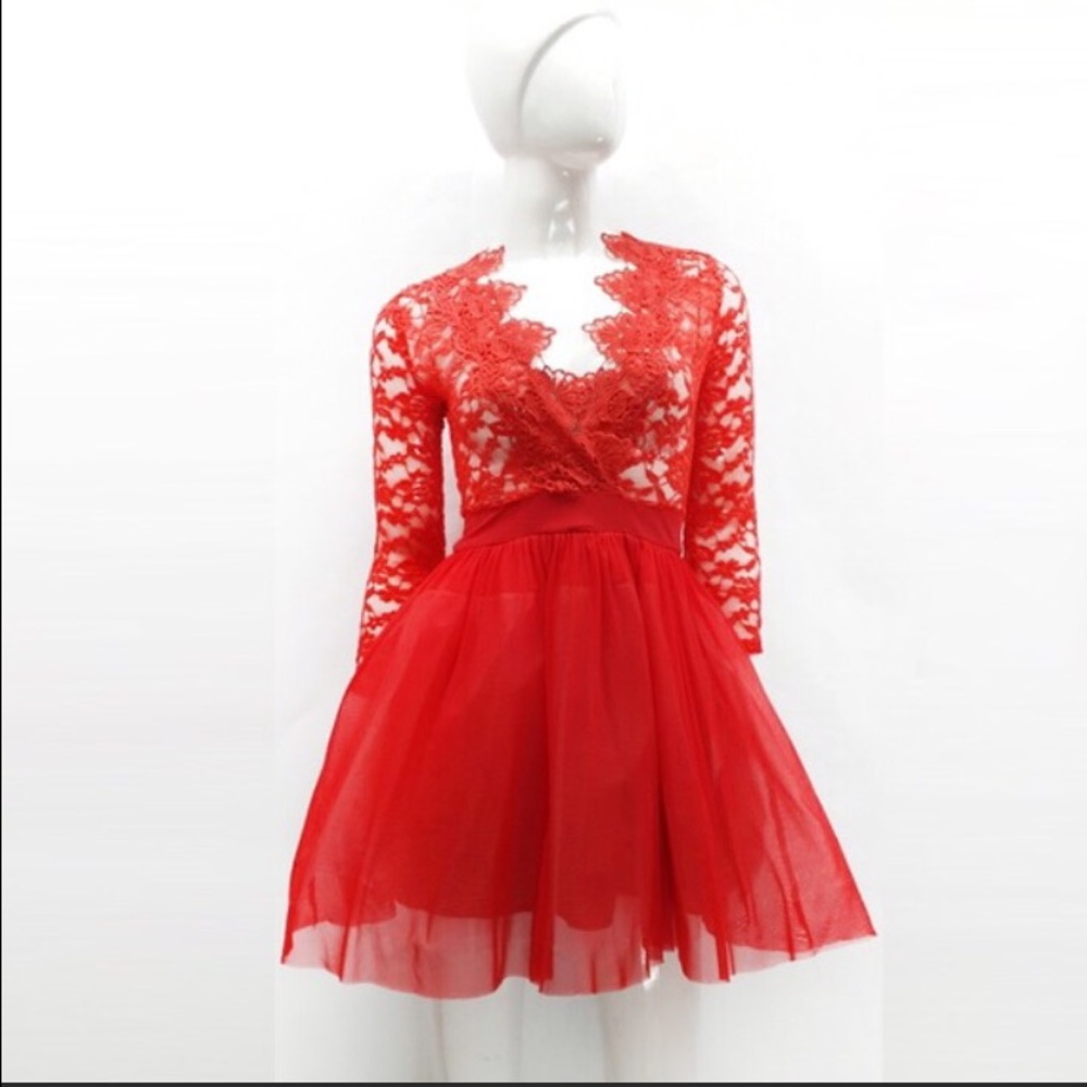 Red/Lace/Tulle Dress