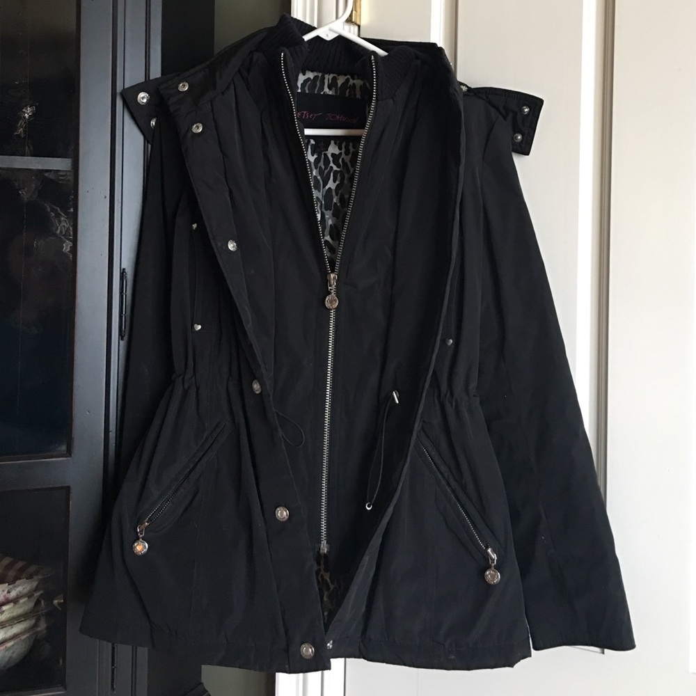 Black Betsey Johnson Winter Parka w/ Faux Fur Hood