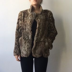 Vintage Leopard Print Real Authentic Fur Jacket
