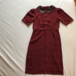 Dresses - H & M burgundy dress with jewel neckline. Dresses - H & M burgundy dress with jewel neckline.