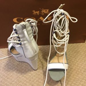 White platform lace heels