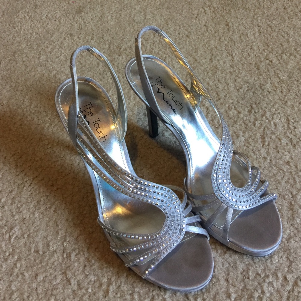 Silver sparkle heels