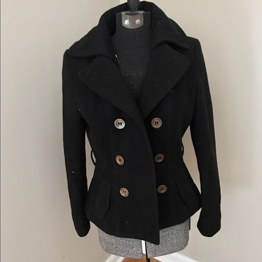 Double-Breasted Pea Coat with Fitted Waist