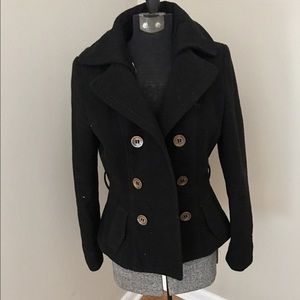 Double-Breasted Pea Coat with Fitted Waist