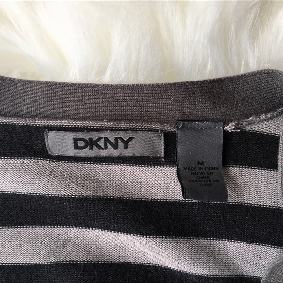 Cozy DKNY Gray & Stripe Cardigan  - SZ: M - Picture 5 of 5