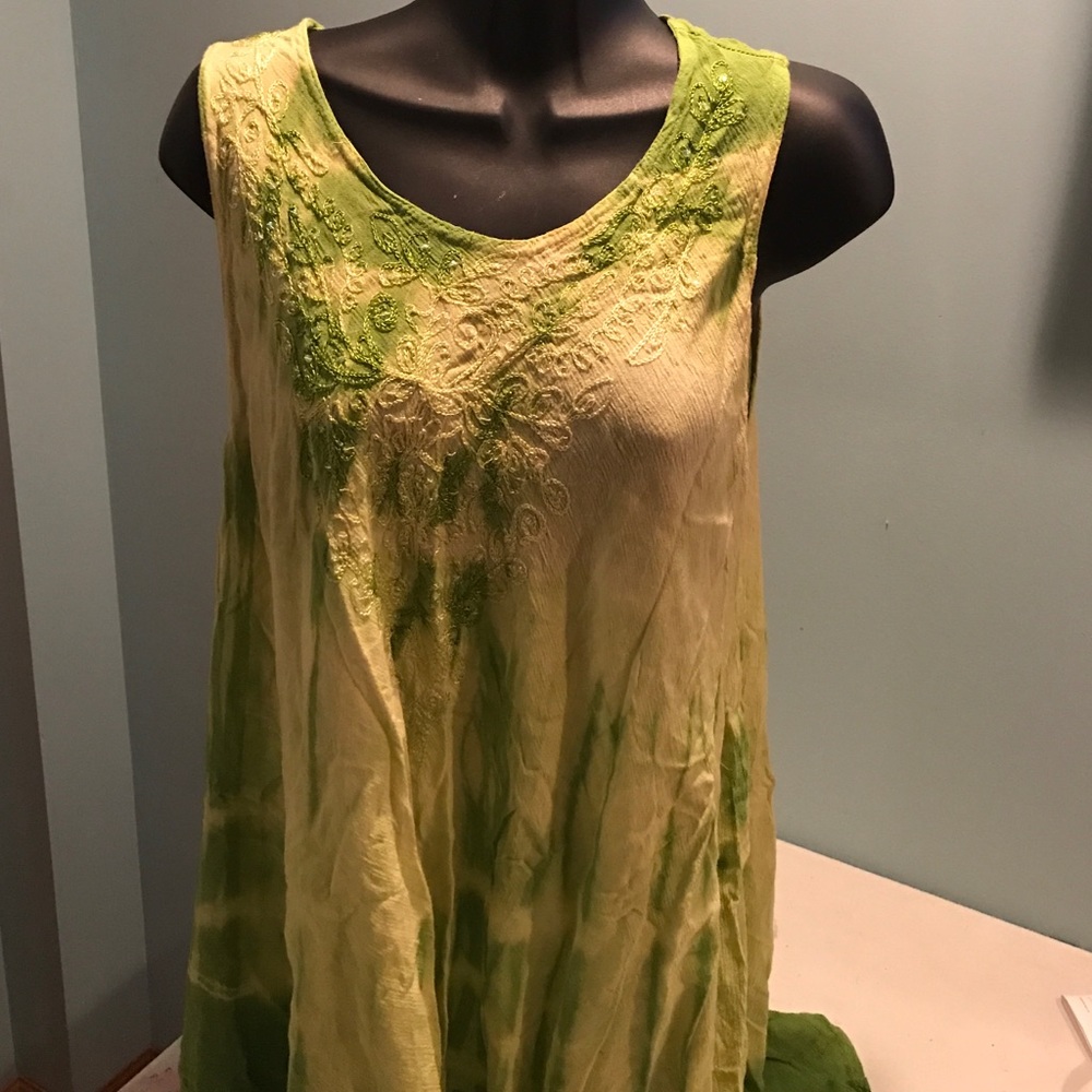 Tied dyed green long shirt-uneven gen