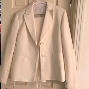 White Le Suit jacket and pants sz 8