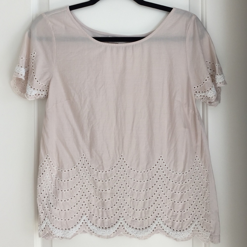 Loft scalloped and beaded top