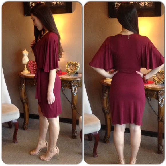 Burgundy Wrap Dress-LAST ONE-5 🌟-HOST PICK🏵 - Picture 2 of 3