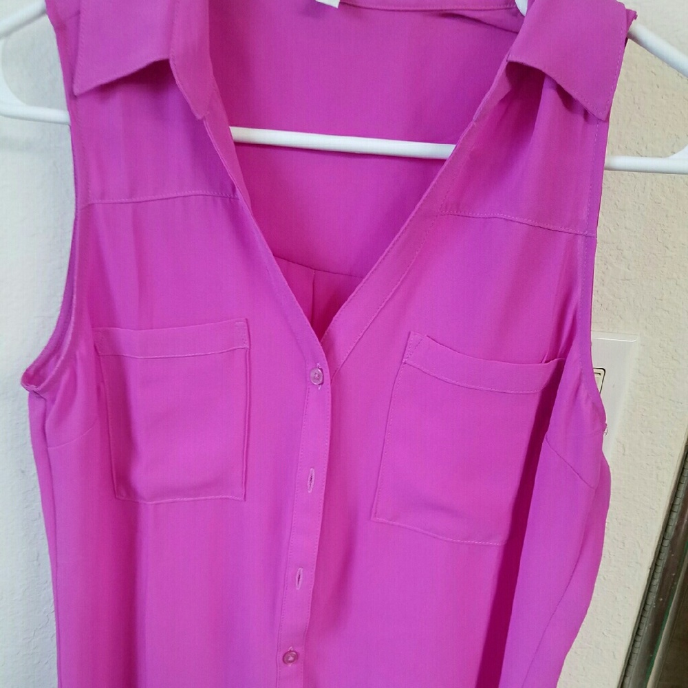 Express Short sleeved button down tank top