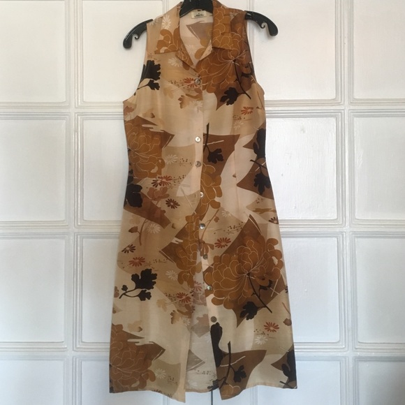 MICA Dresses & Skirts - Vintage MICA Silk button down shirt style dress