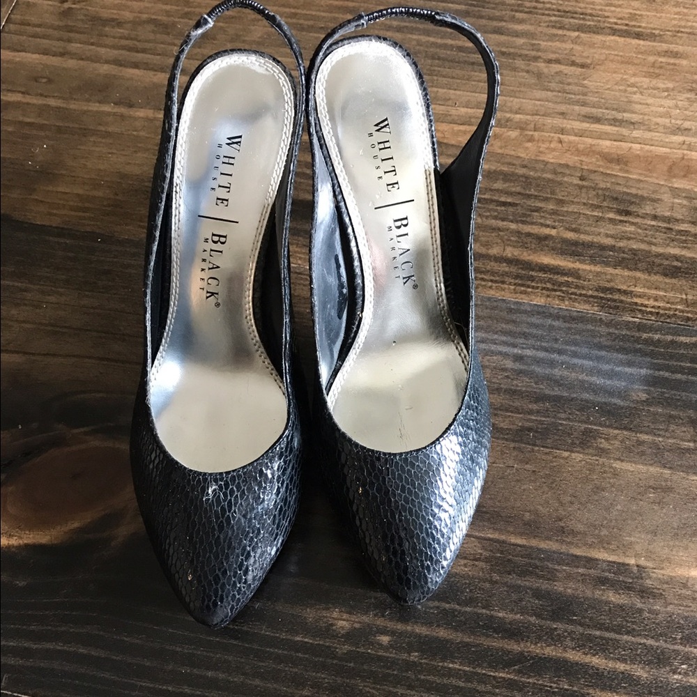 Black patent leather heels