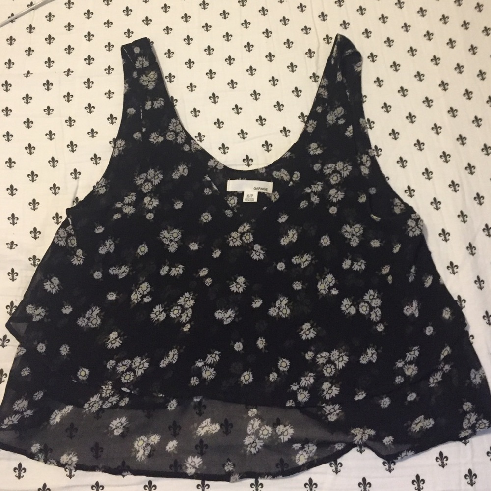 Garage flowy black tank top